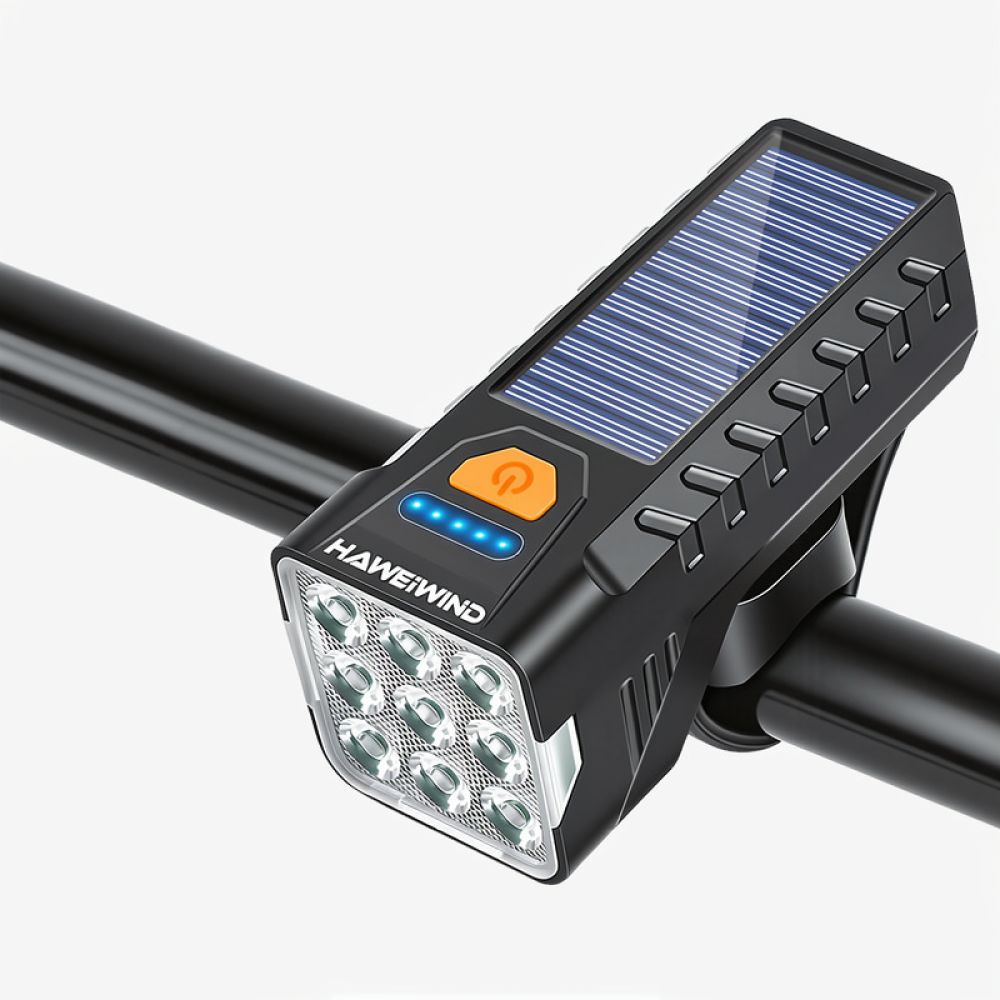 Cycling Gear For Commuting - Solar Bicycle Headlight USB Rechargeable Front